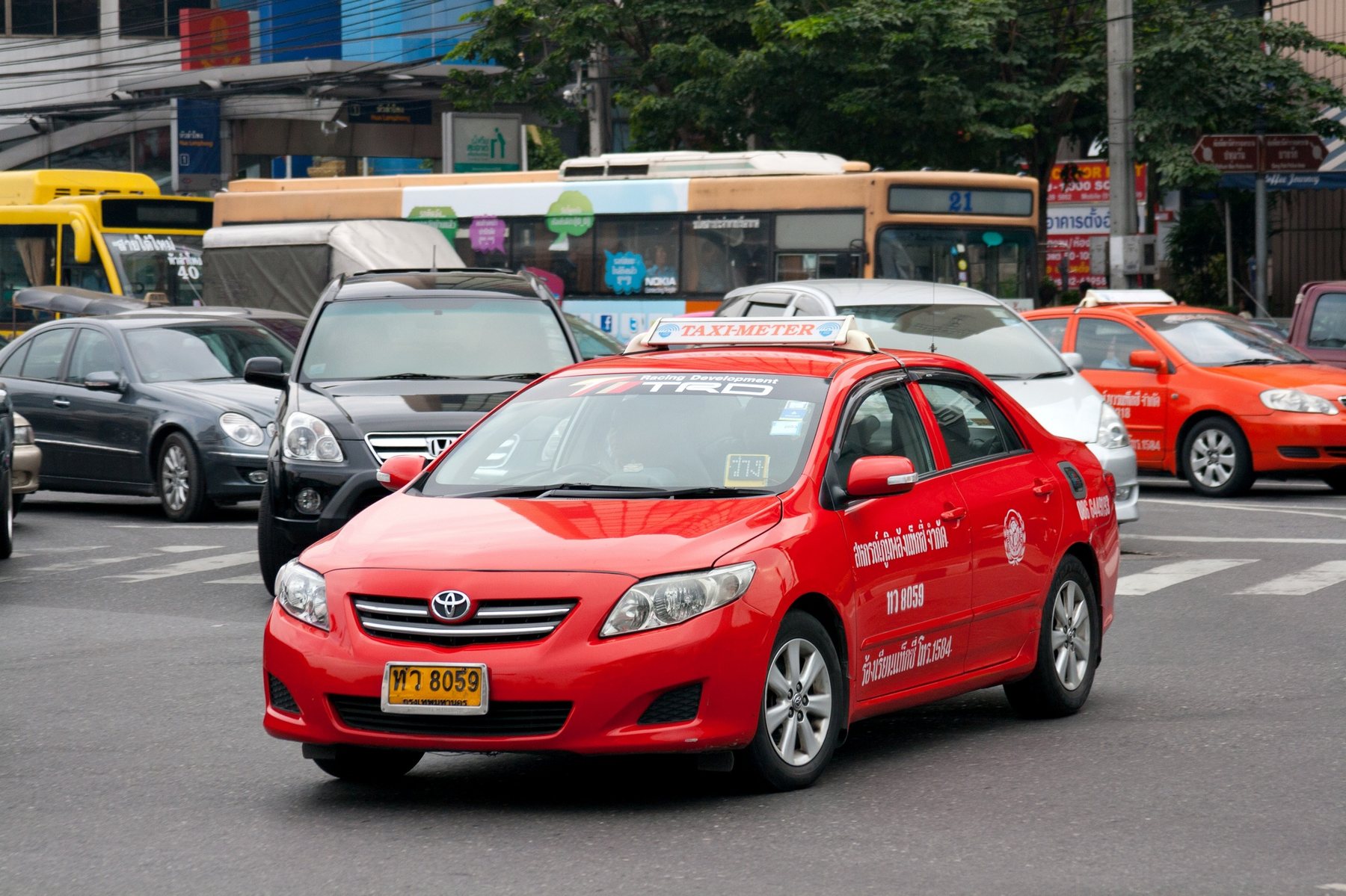 曼谷黄绿色 taxi meter 出租车