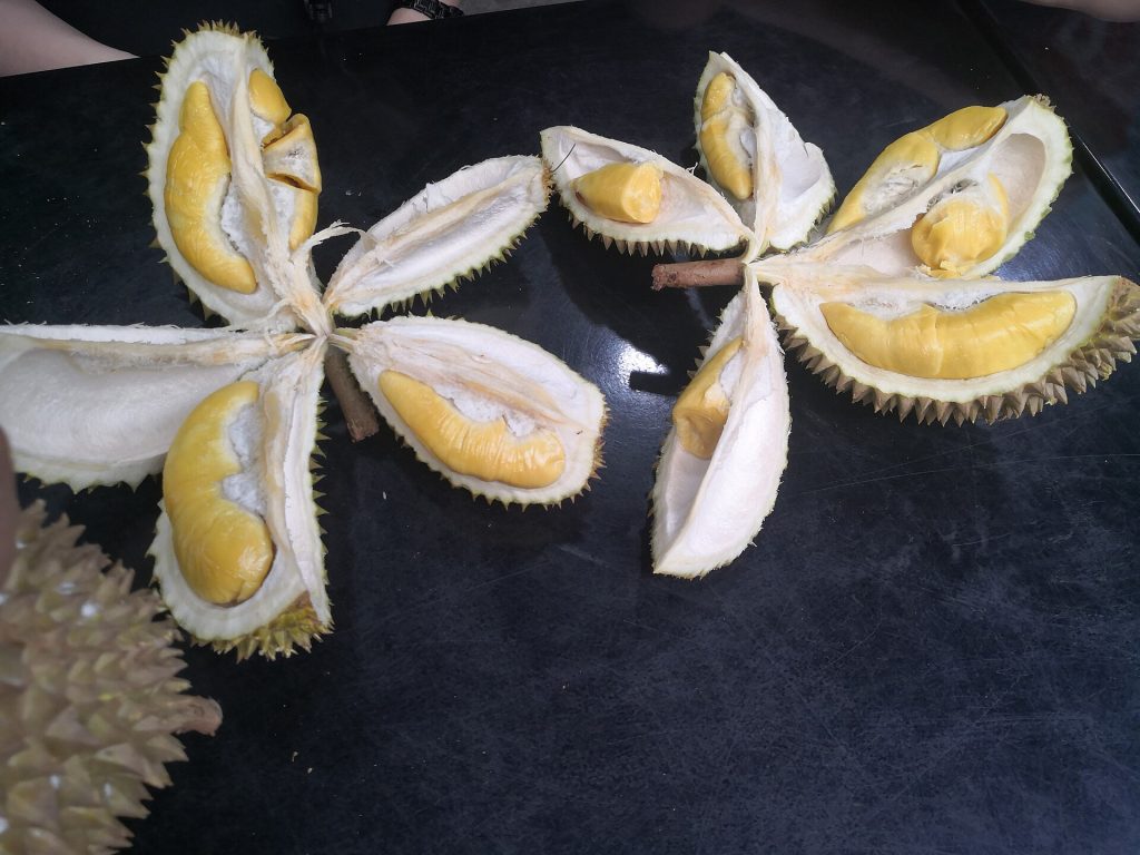 分装摆放的榴莲果肉